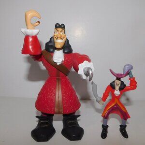 Lot 2 Disney Peter Pan Captain Hook Figures 4" & 6"